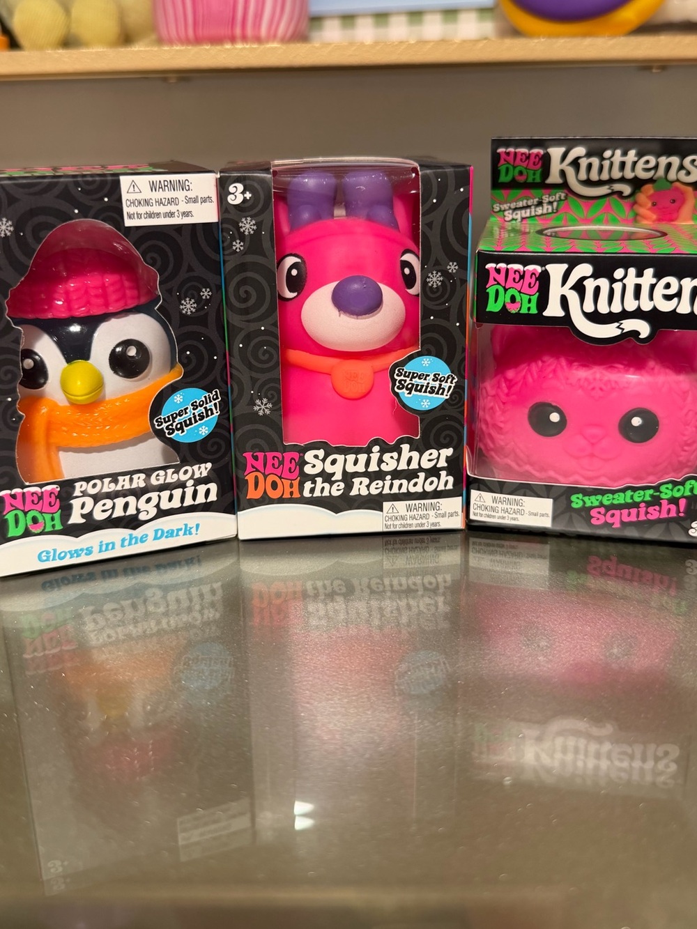 NeeDoh Squisher Christmas Bundle the Reindoh , Penguin , Knittens squish toy